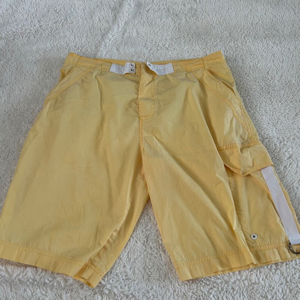 VTG Y2K Burberry Mens Yellow Swimsuit Sz Large *Missing Drawstring* Flawed